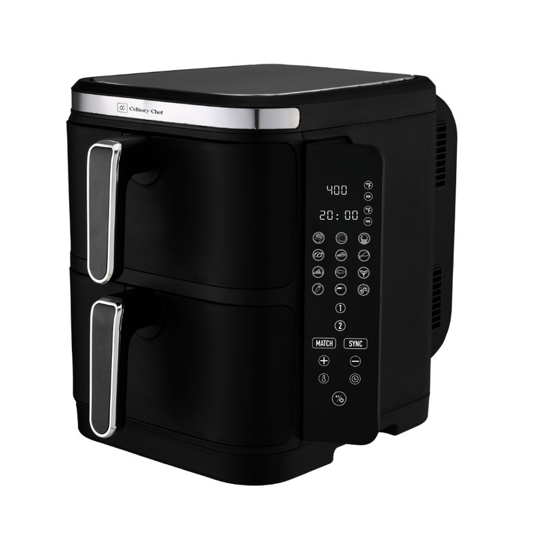 Culinaire Chef, friteuse à air à double pile numérique 11,6 pte / 10,4 L, noir