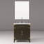 Meuble-lavabo en chêne brun 30 x 22, comptoir en quartz blanc poli, robinet simple l 30 po x P 22 po, comptoir, robinet, miroir