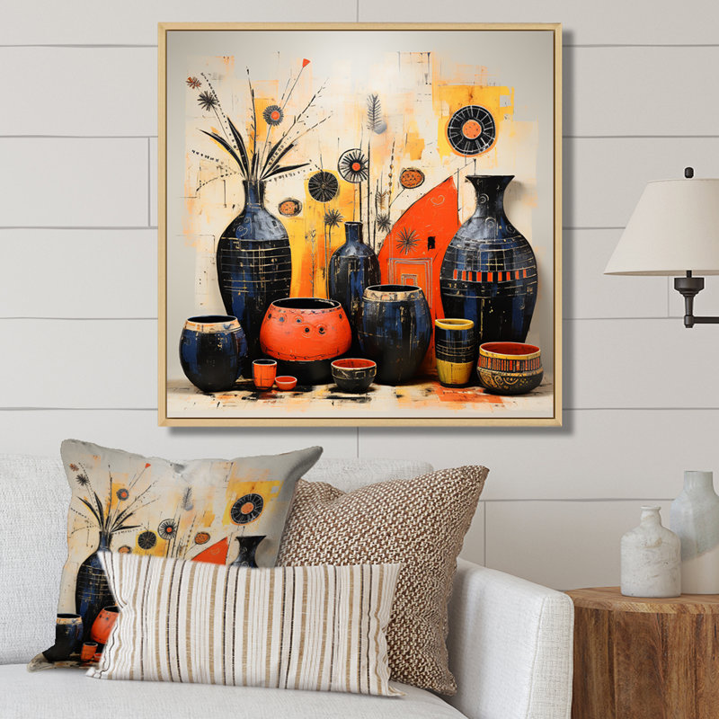 Art mural jaune bohème floral jaune élégance II, H 16 po x l 16 po x P 1 po, Cadre flottant brun