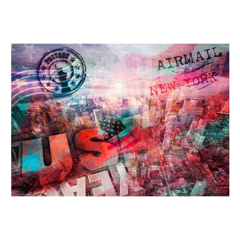 Papier peint US Airmail New York, L 9,17 pi x l 13,08 pi, Rouge