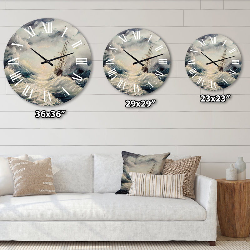 Struggle With The Elements - Horloge murale nautique et côtière, Grand