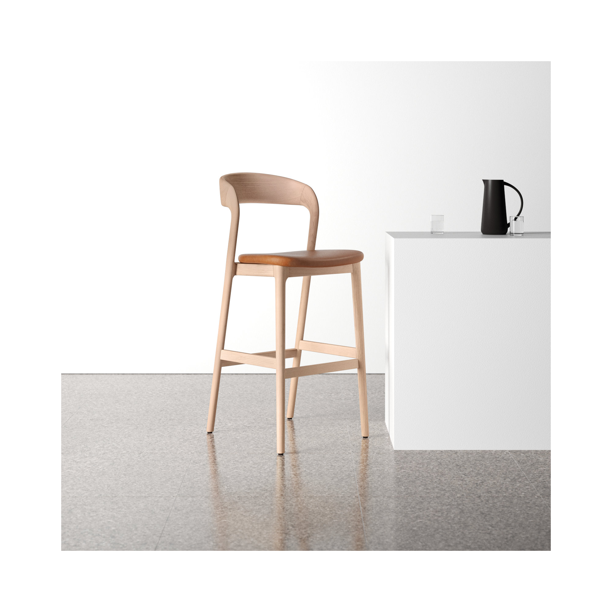 Kayla Leather Bar & Counter Stool, Bar Stool (30" Seat Height), Butterscotch Genuine Leather/Natural