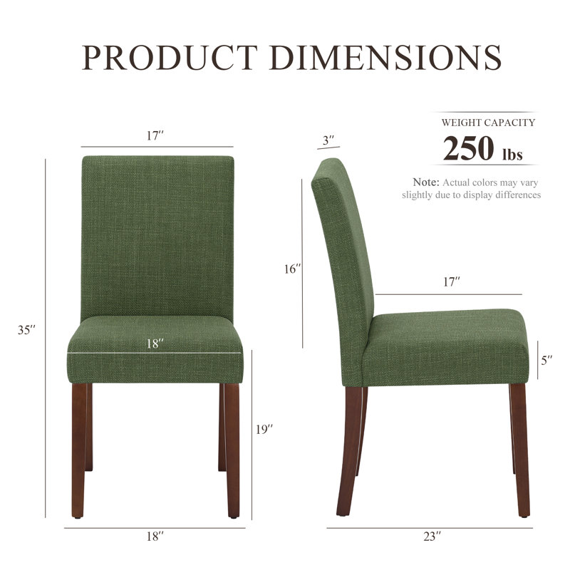 Upholstered Dining Chair Set, Solid Wood Legs, Breathable Fabric Seat, Thick Cushion for Comfort, Modern Parsons Style Side Chairs for Dining Room