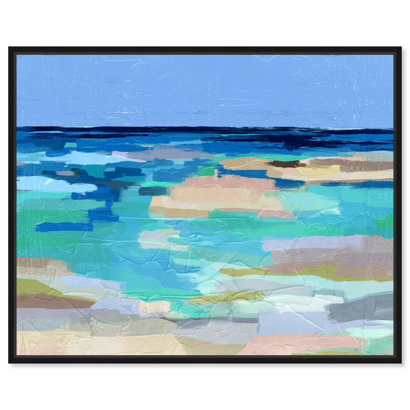 «Abstract Sea Beach Coastal Blue», cadre photo, Cadre flottant noir, H 16 po x l 20 po x P 1,75 po