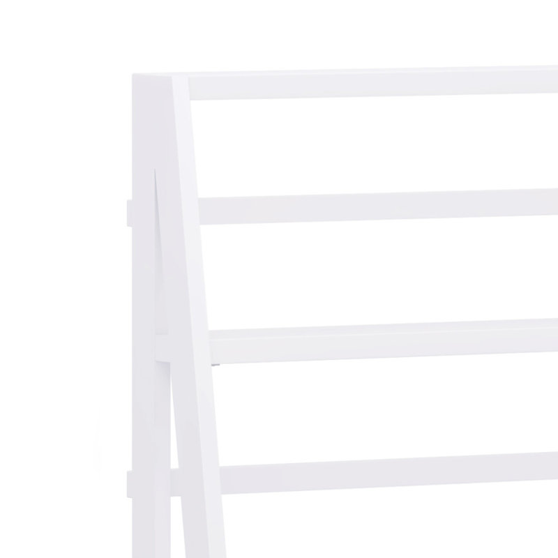 White Solid Wood 72" Ladder Bookcase