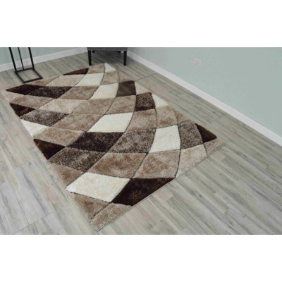 Modern Arriola Shag Abstract Geometric Rug For Living Room Bedroom