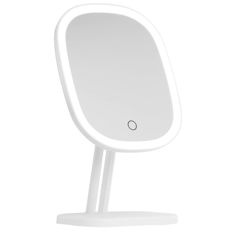 Touch Highlight Makeup Mirror with LED Light Tabletop Mirror Vanity with Double Power System, White