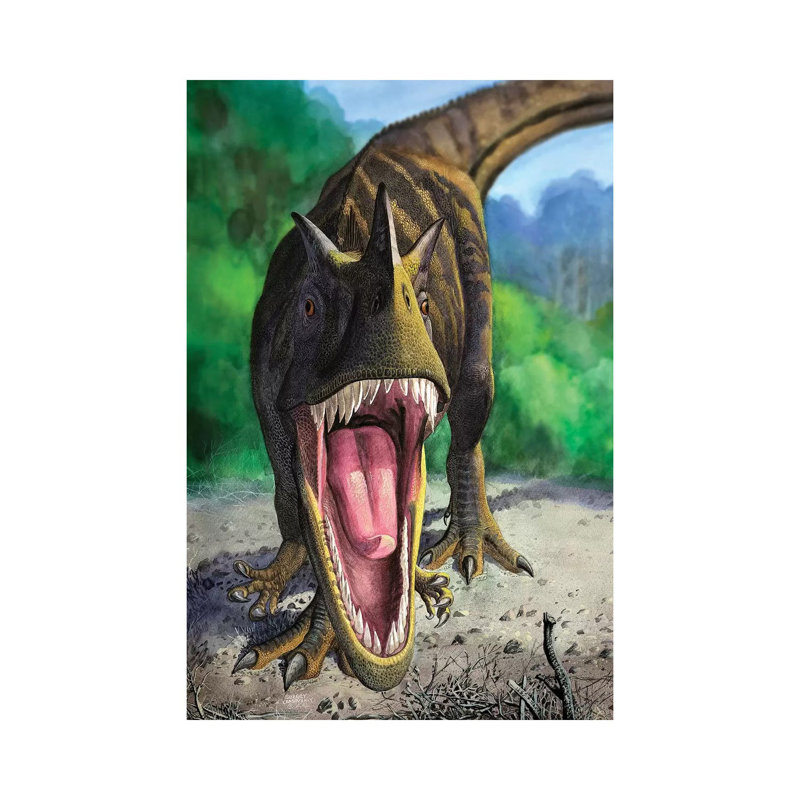An Angry Ceratosaurus Dentisulcatus Dinosaur Shows Its Fierce Teeth by Sergey Krasovskiy - Wrapped Canvas Painting