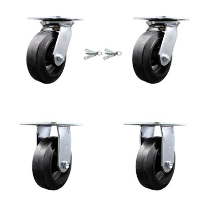 4 Piece Rubber on Steel Caster Set
