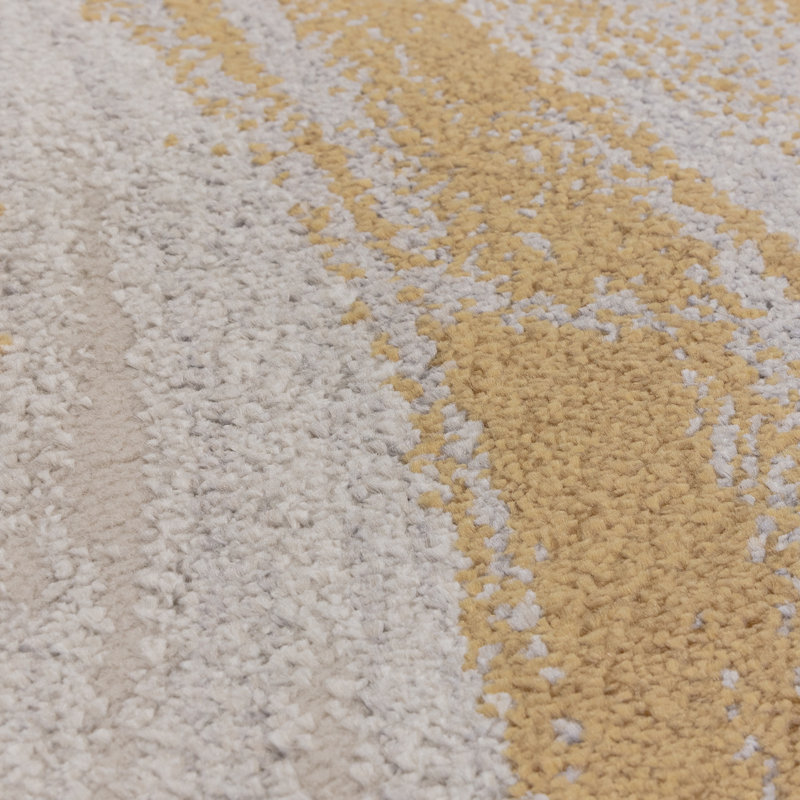 Deran Swirl Yellow/Silver/Cream Area Rug, Rectangle 160 x 220 cm