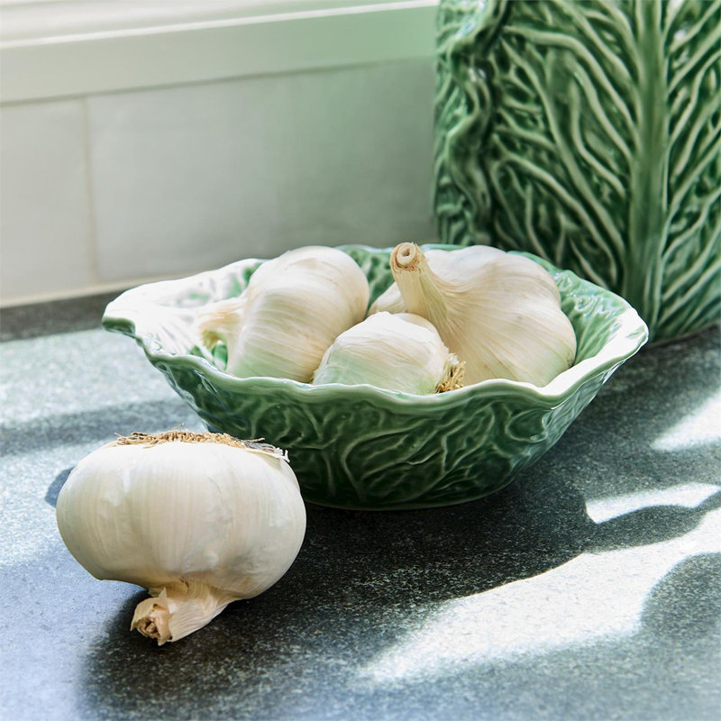 Ensemble de bols et d'assiettes en forme de feuille cruciforme avec design en grès texturé Elegance L 8,25 po
