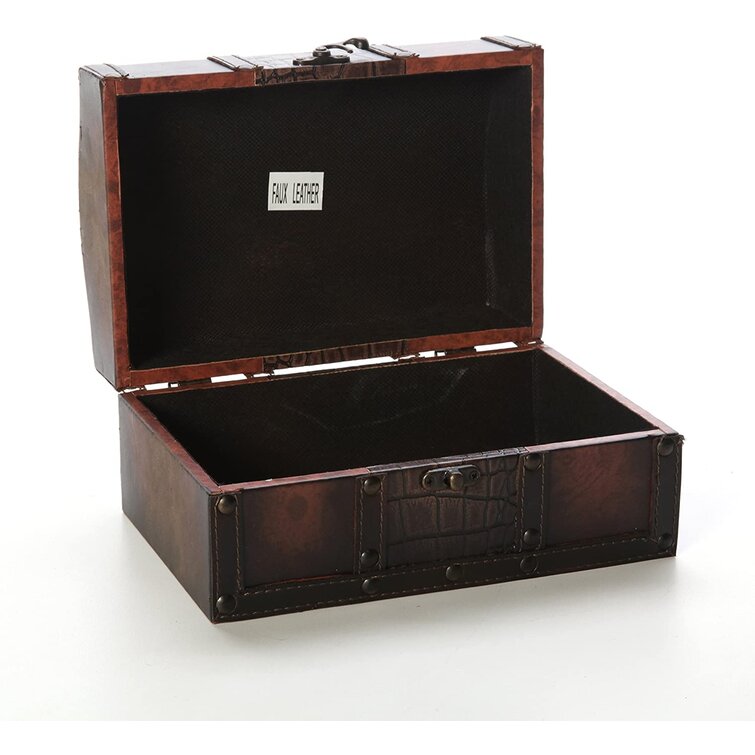 CTW Home 510559 Leather Handled Wood Boxes - Set of 2