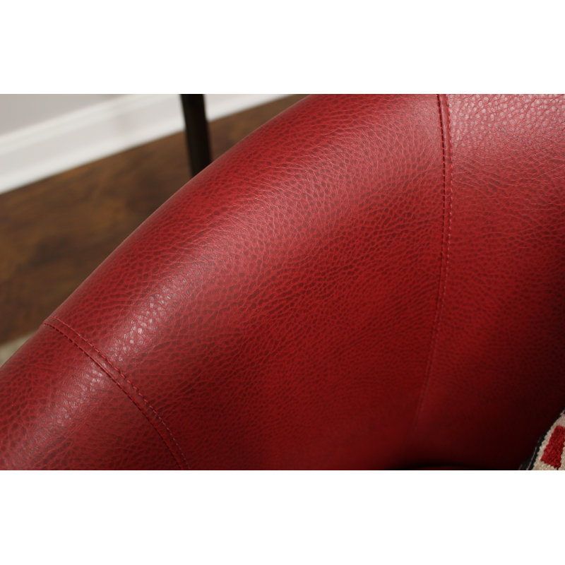 Kronos Faux Leather Barrel Chair, Red Faux Leather