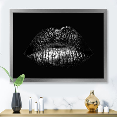 Lèvres féminines sexy dorées - photographie sur toile