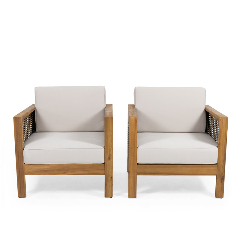 Chaise de patio avec coussins Laila, Teck / beige