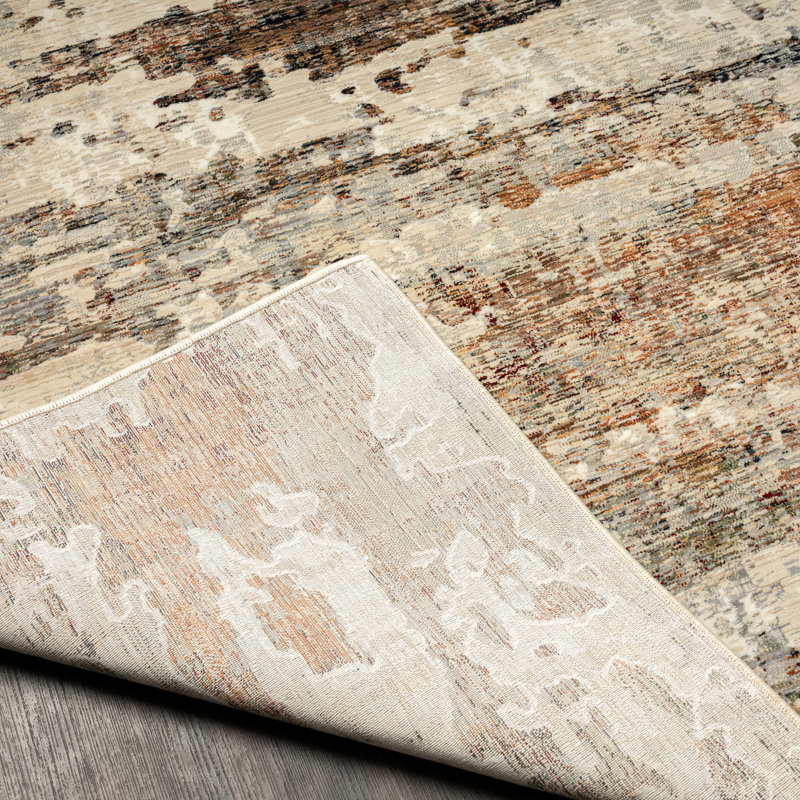 Rehedul Abstract Area Rug in Beige, Runner 2'3" x 7'8"