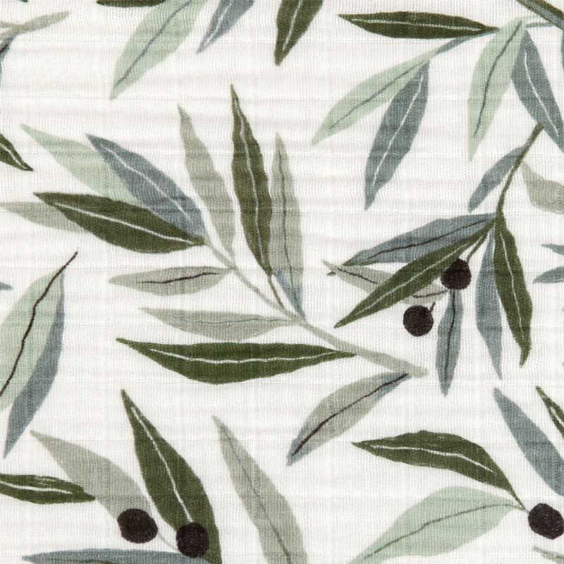 Olive Branches Muslin Quilt in GOTS Certified Organic Cotton
