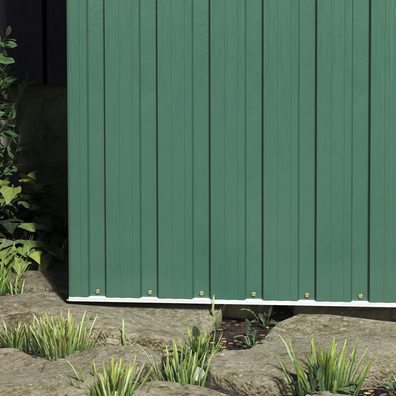 Brayle 5 x 3ft Metal Garden Shed Outdoor Storage Shed Lockable Green