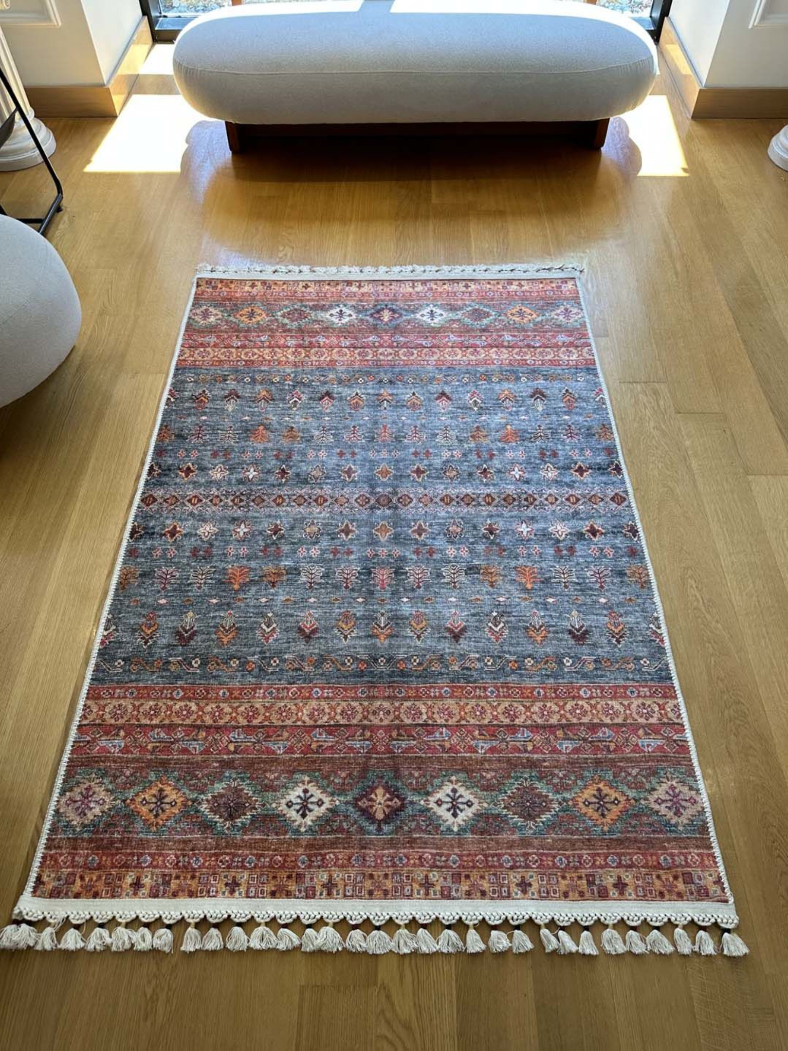 Rugpera Toscana Orange Moroccan Digital Print Cotton; Chenille Non-Slip ...