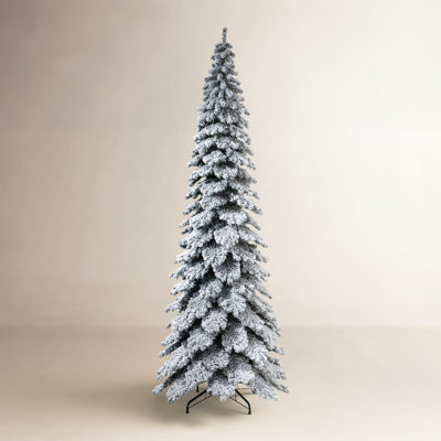 12' Pre-Lit Flocked Layered Slim Spruce Artificial Christmas Tree with 900 Lights