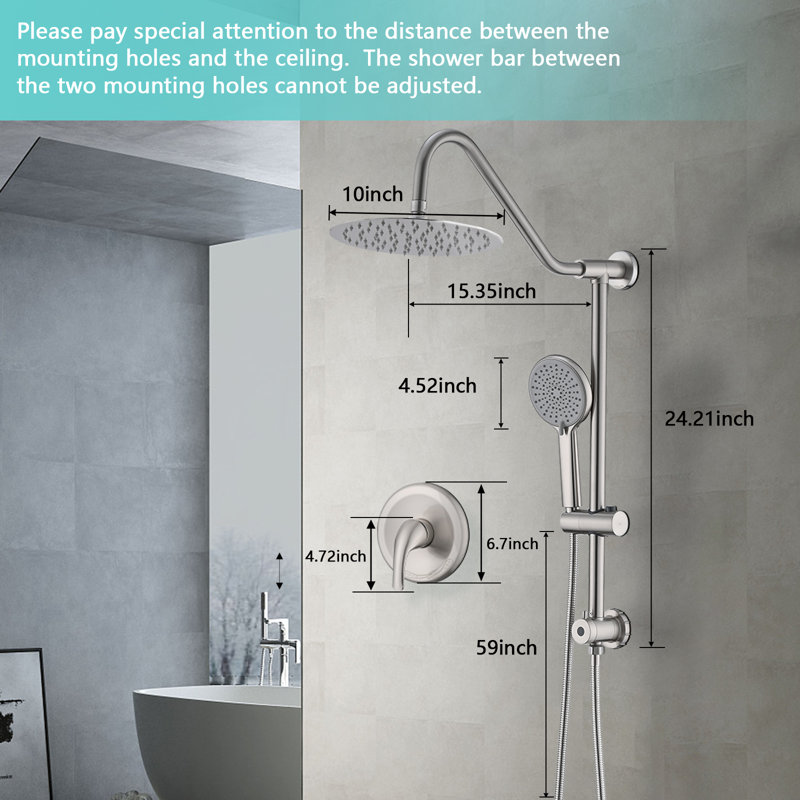 Complete Shower System with Rough in-Valve, Brushed Nickel