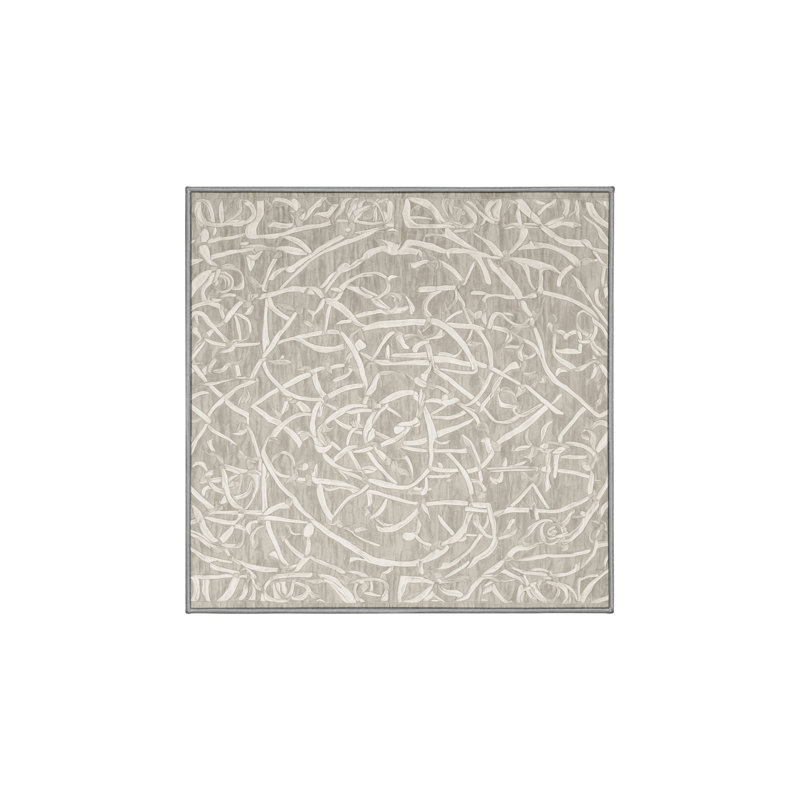 Machine Washable Gray Area Rug, Square 4'
