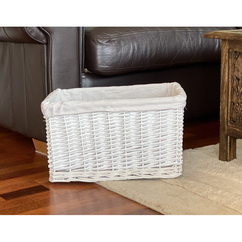 Wicker Decorative Basket, 26cm H x 46cm W x 33cm D, White