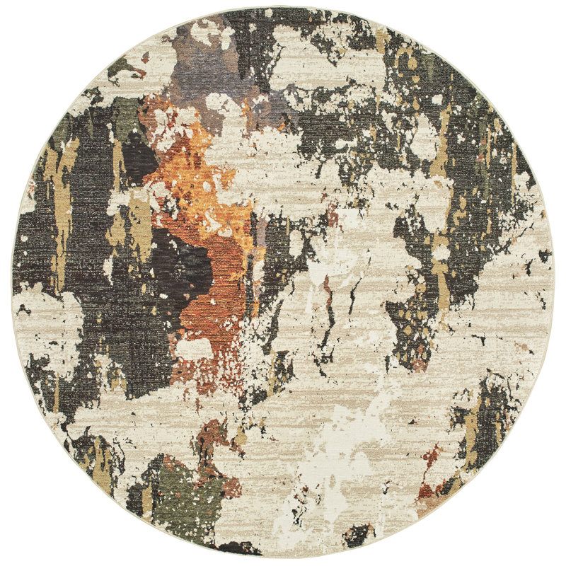 Tapis beige / gris anthracite Knox, Rond 7 pi 10 po