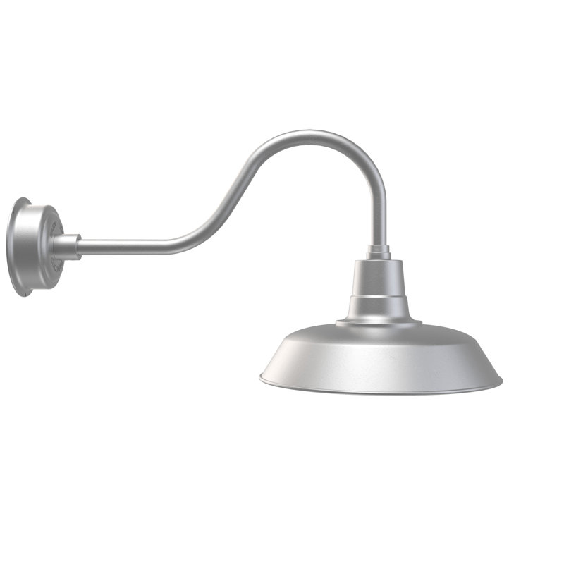 Luminaire de grange d'extérieur à 1 ampoule DEL Haleigh, H 17,13 po x l 16 po x P 31,75 po, Argent galvanisé