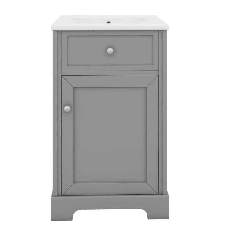Meuble-lavabo de 20 pouces avec comptoir en céramique à deux niveaux, Gris