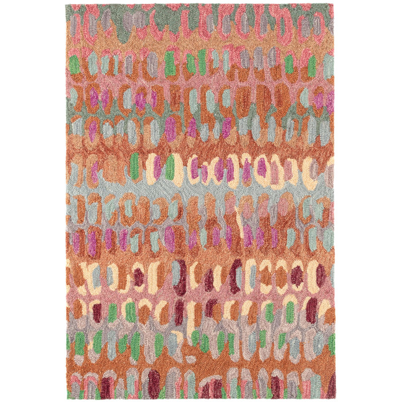 Tapis en laine micro crocheté à la main Paint Chip Clay, Rectangle 5 pi x 8 pi