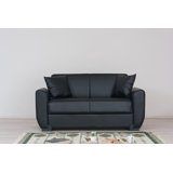 Lola 65" Leather Match convertible sleeper Loveseat