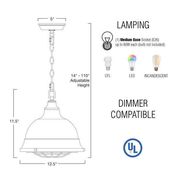 Breakwater Bay Inigo 1 - Light Dome Pendant | Wayfair