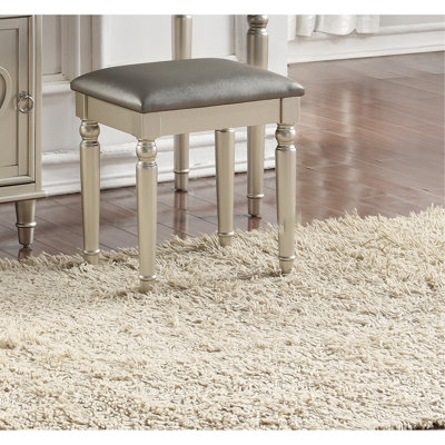 Bedroom Vanity Set W Stool Open Up Mirror Storage Space Drawers Rubber Wood Ring Pull Handles