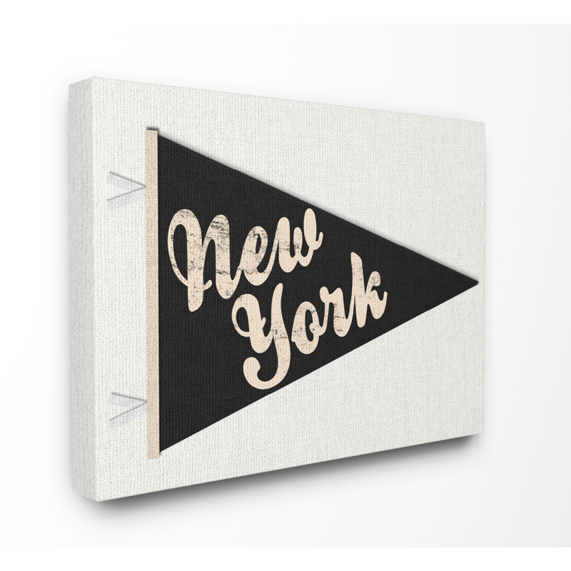 «New York Pennant Black» par Daphne Polselli - impression d'art textuel, H 16 po x l 20 po x P 1,5 po, Toile tendue