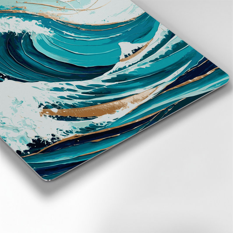 «Hawaiian Abstract Waves», art mural en métal bleu, 12" H x 12" W