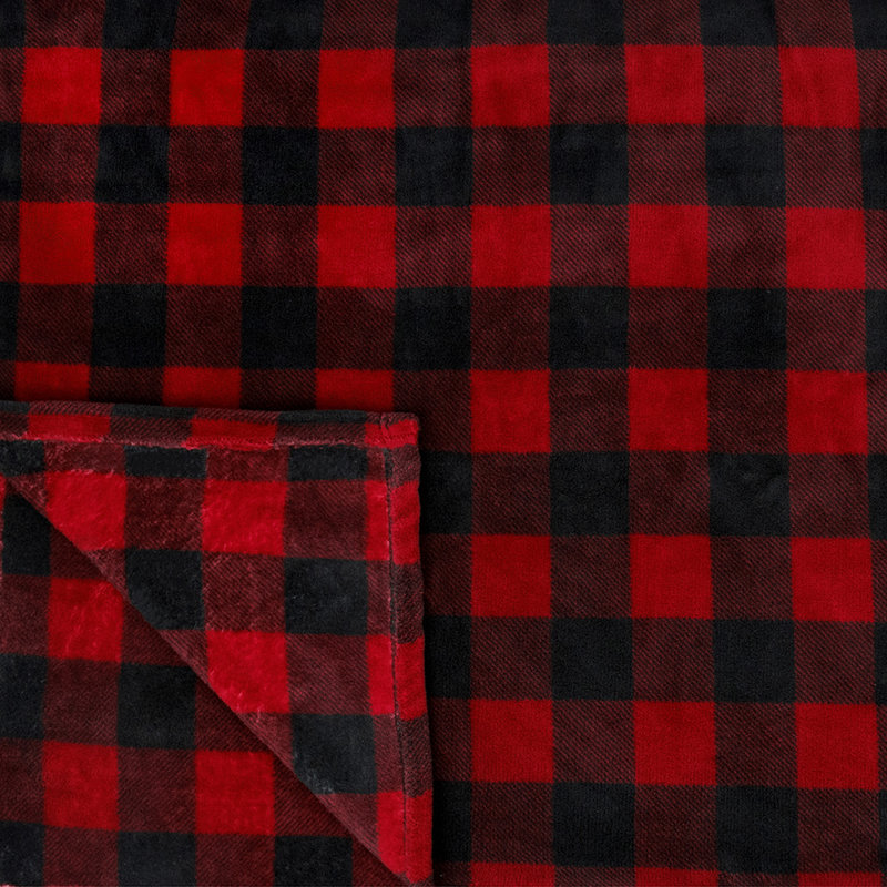  Couverture super douce et confortable, Rouge / noir, 90 po x 90 po