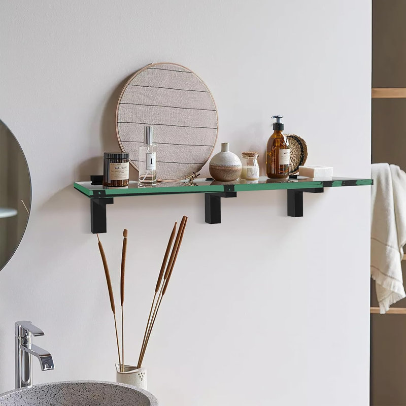 Floating Shelf Brackets Set Of 2, Glass & Wood Shelf Support Clips