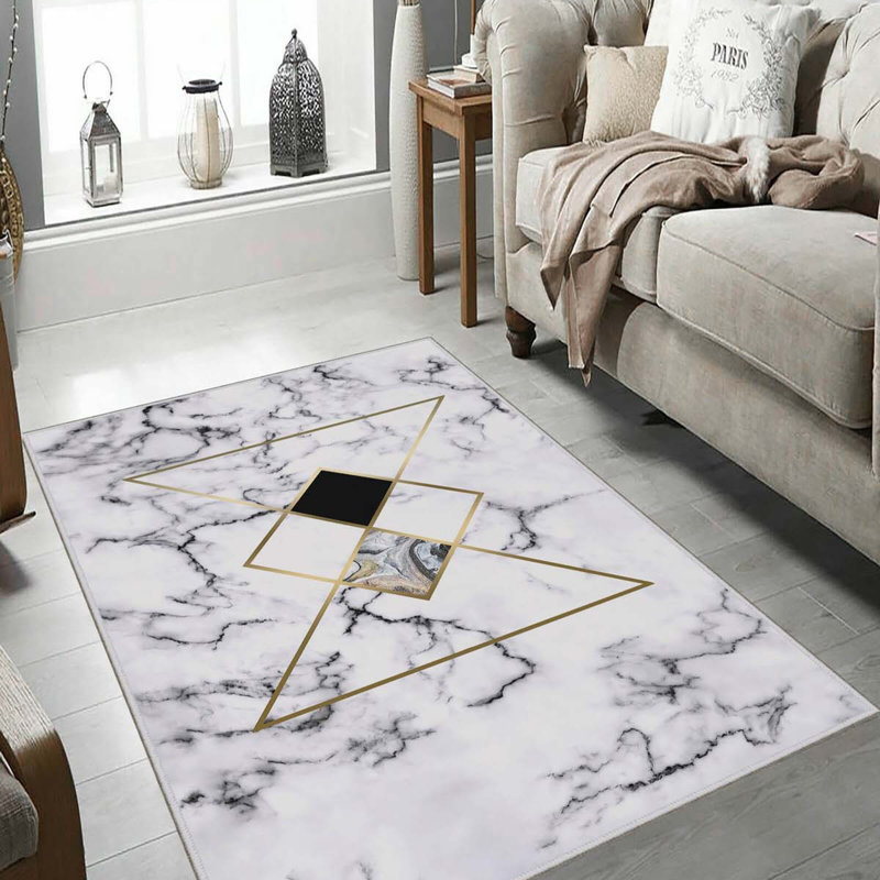 Tapis d'entrée de qualité supérieure (3,3 x 6,6 pi), 100% polyester, d'une hauteur de poils de 0,3 po | Antibactérien, points antidérapants en PVC, 650 g / m² | Conception tissée durable, impression numérique 3D, lavable à la machine, idéale pou