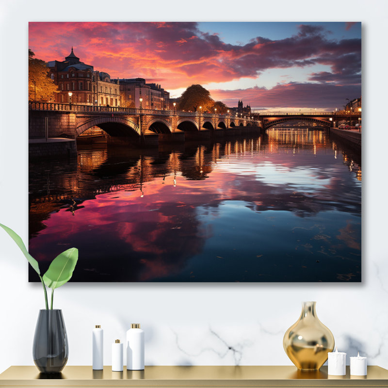 «Dublin Beautiful Cityscape II», reproduction, H 12 po x l 20 po x P 1 po, Toile tendue