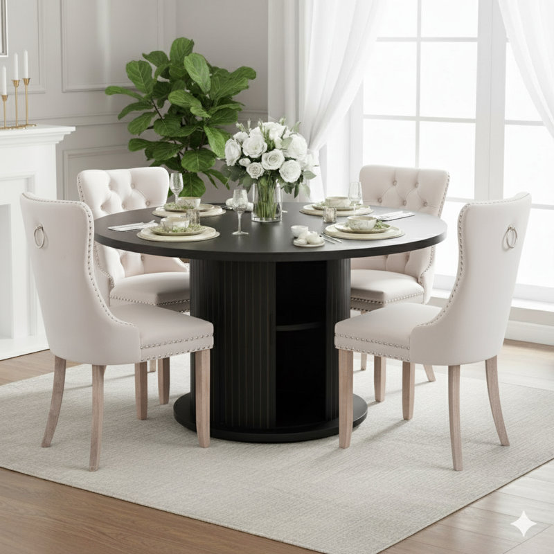 Ensemble de table de salle à manger 5 pièces pour 4 à 6 personnes, Beige