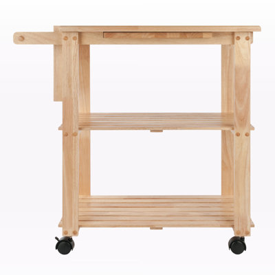 Bianca Kitchen Utility Cart in Natural Finish with 2-Shelves, 31.80'' H X 26.85'' W X 20.31''