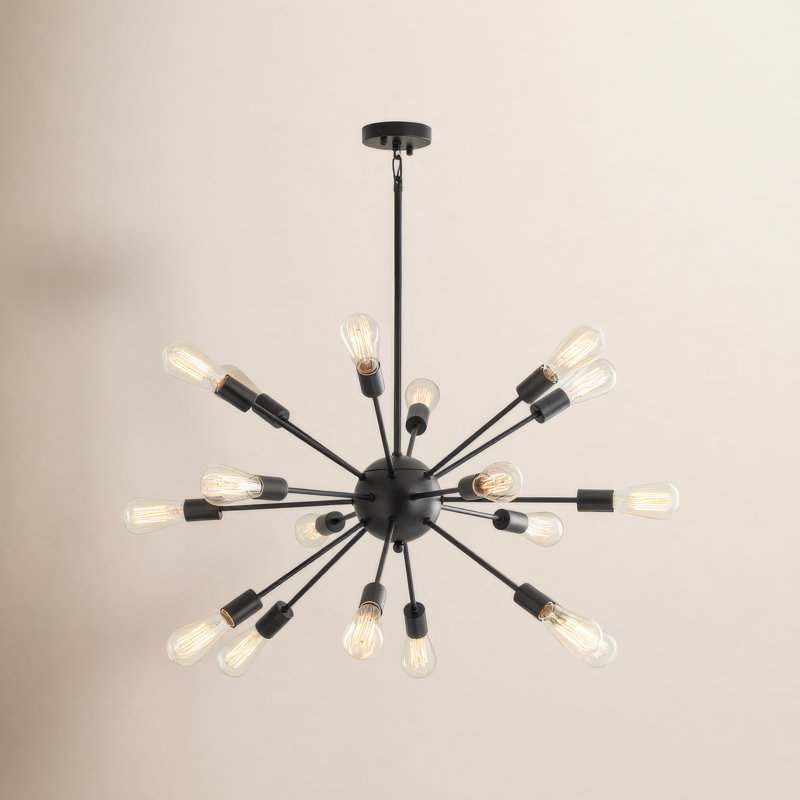 Kaspar Iron 18-Light Chandelier, Noir