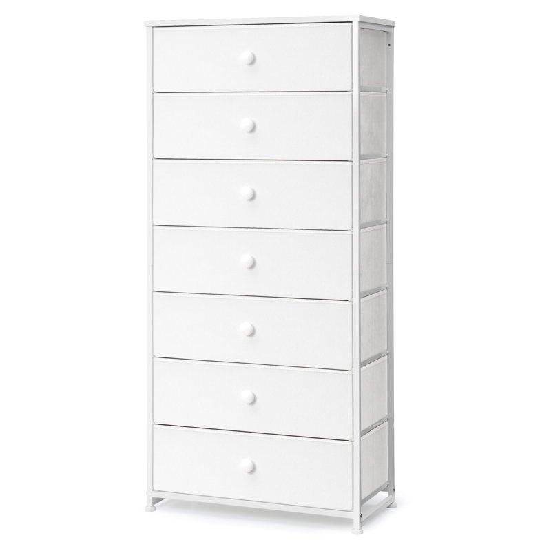 Commode 7 tiroirs, blanc, Blanc