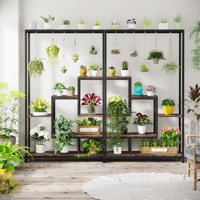 Support pour plante 70,86 po à 5 niveaux avec 6 crochets pour le salon, le balcon et le jardin