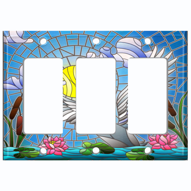 Plaque murale 3 bandes Dove Tile Sun Lake Flowers