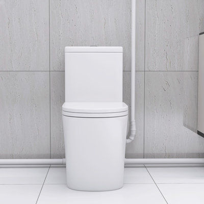 Upflush Toilet For Basement, 600W Macerating Toilet System With Powerful Dual Flush, Elongated 17.25 ADA Comfort, Softclose Seat, 3 Water Inlets Connect To Sink, Shower, White
