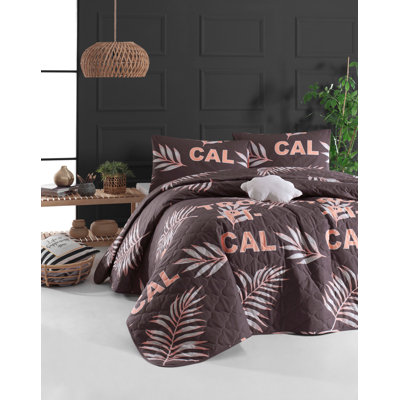 Ensemble de couvre-lit 100% coton brun / rose Wilden