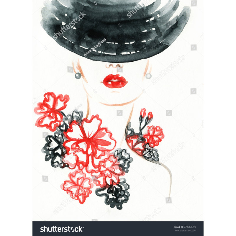 «Watercolor Elegance with Floral Floral», art mural sur toile tendue, H 16 po x l 12 po x P 1 po