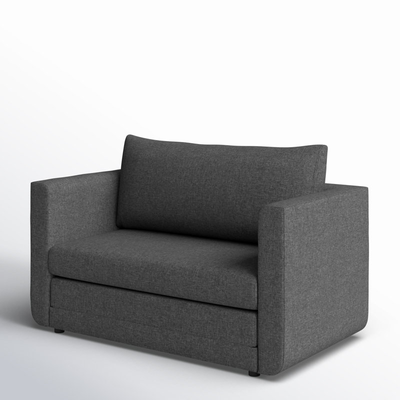 Canapé-lit à accoudoirs carrés 50 po Jalyn, Polyester gris foncé
